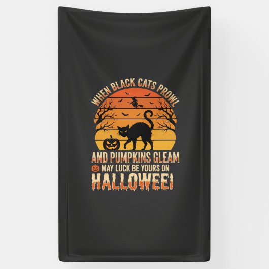 Banderoles Citrouille Chat Noir Halloween Design Vectoriel (Vertical)