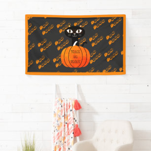Banderoles Citrouille de chat Éffrayant orange et noir Hallow