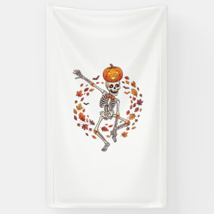 Banderoles Citrouille de tête de squelette dansant Halloween