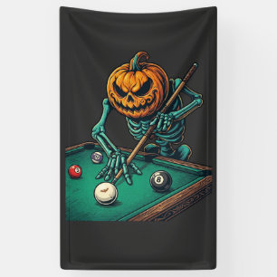 Banderoles Citrouille d'Halloween squelette jouant au billard