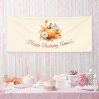 Citrouille orange et fleurs Anniversaire d'automne