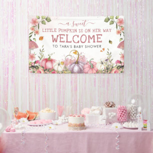 Banderoles Citrouille rose Baby shower d'automne Bienvenue