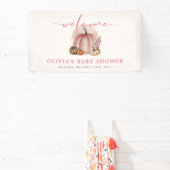 Banderoles Citrouille rose sur son chemin Fille Baby shower B (Insitu)