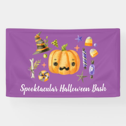 Banderoles Citrouille Spooktacular Halloween Bash Party viole (Horizontal)