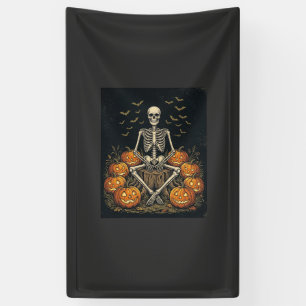 Banderoles Citrouille squelette Halloween Design Rétro Vintag