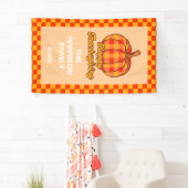 Banderoles Citrouille Super rétro À damiers Thanksgiving (En situation)