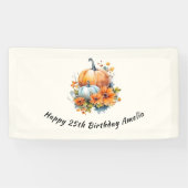 Banderoles Citrouilles d'automne avec Fleurs et Foliage Anniv (Horizontal)