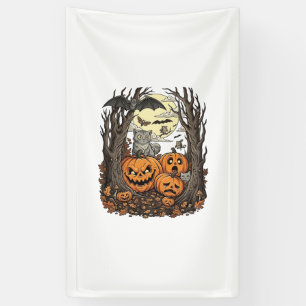 Banderoles Citrouilles d'Halloween Chat Gris Chauve-Souris Pl