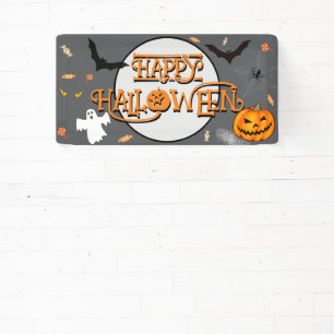 Banderoles Citrouilles d'Halloween effrayantes, chauves-souri