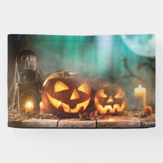 Banderoles Citrouilles d'Halloween et chauves-souris (Horizontal)