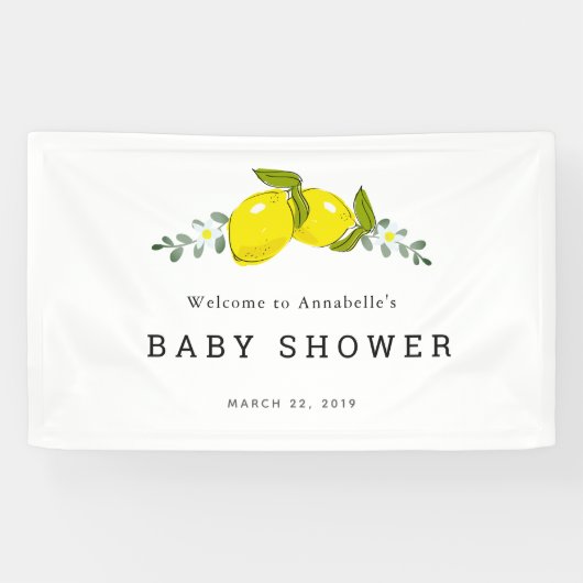 Banderoles Citrus citron Baby shower Floral (Horizontal)