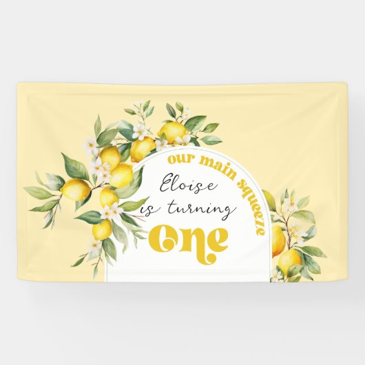 Banderoles Citrus citron pressé principal 1ère fête d'anniver (Horizontal)