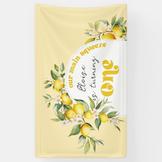 Banderoles Citrus citron pressé principal 1ère fête d'anniver (Vertical)