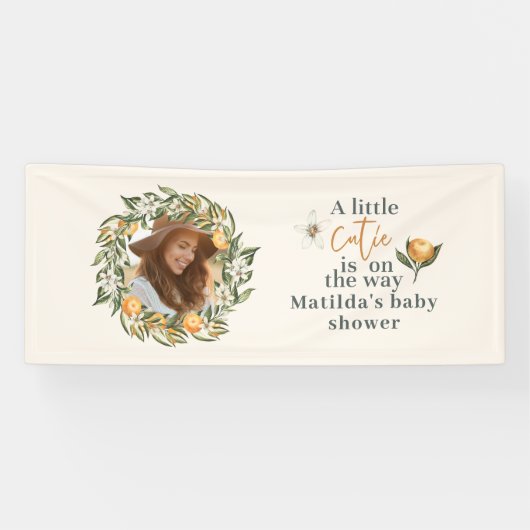 Banderoles Citrus, orange + fleur petit baby shower (Horizontal)