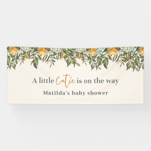 Banderoles Citrus, orange + fleur petit baby shower (Horizontal)