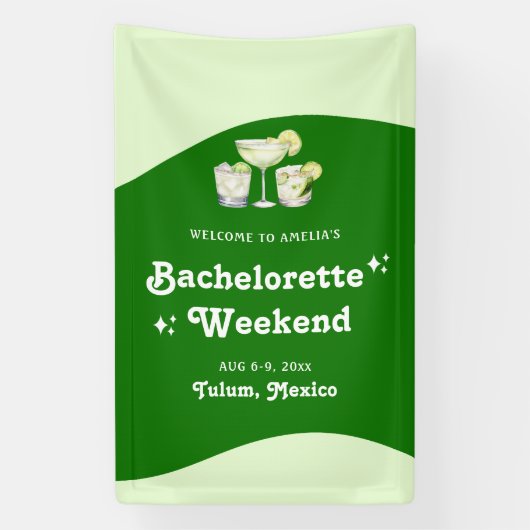 Banderoles Citrus vert citron Tequila & Tulum Bachelorette (Verticale)