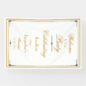 Banderoles Clair blanc & or Script Mariage chic Bienvenue (Horizontal)
