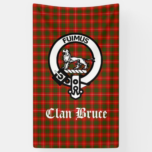 Banderoles Clan Bruce Crest Badge & Tartan Custom (Vertical)