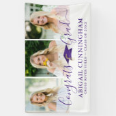Banderoles Clapet de graduation violet moderne Script 3 Photo (Vertical)