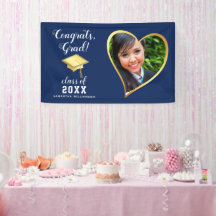 Classe 2025 Grad Photo Marine Bleu Blanc Graduatio
