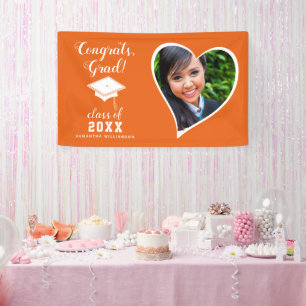 Banderoles Classe 2025 Grad Photo Orange White Graduation