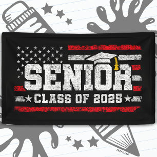 Banderoles Classe 2025 Graduation American Flag Senior 2025