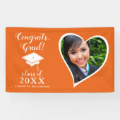 Banderoles Classe 2025 Photo Orange and White Graduation (Horizontal)