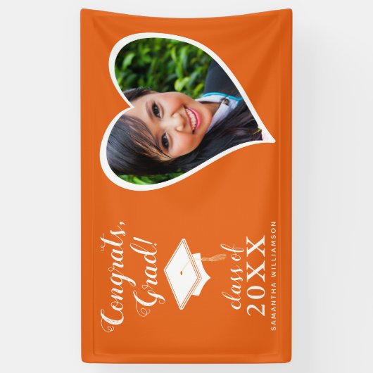 Banderoles Classe 2025 Photo Orange and White Graduation (Vertical)