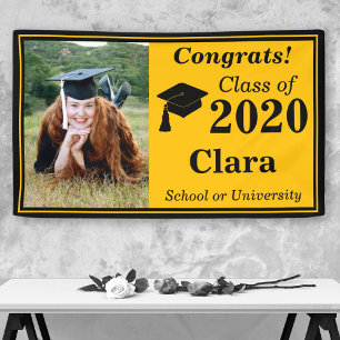 Banderoles Classe Black Gold One Photo de 2024 Graduation