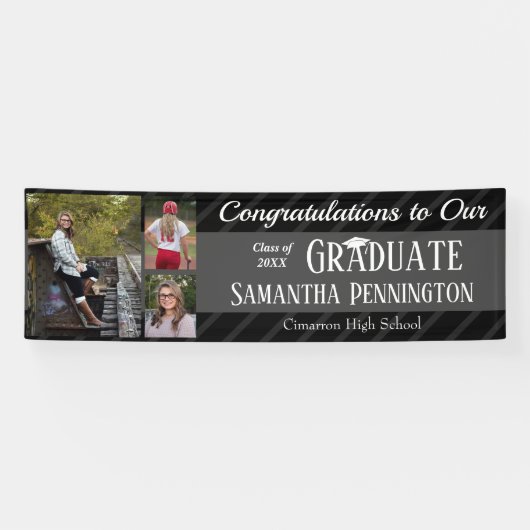 Banderoles Classe de 2020 - Collage de photos - Graduation no (Horizontal)