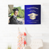 Banderoles Classe de 2022 Félicitations Diplômé Blue Gold (En situation)