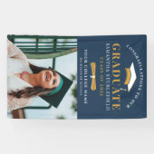 Banderoles Classe de 2022 Grad Photo Gold Black Graduation (Horizontal)