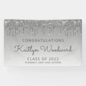 Banderoles Classe de 2022 Silver Parties scintillant Drip Gra (Horizontal)