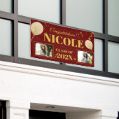 Banderoles Classe De 2023 Ballons Rouge Or Photo Graduation (Bâtiment extérieur)