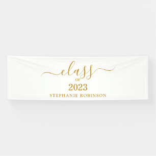Banderoles Classe de 2023 Gold Script Graduation minimaliste