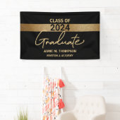 Banderoles Classe de 2024 Black Gold Nom Graduation Adulte Cl (En situation)