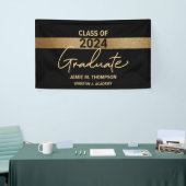 Banderoles Classe de 2024 Black Gold Nom Graduation Adulte Cl (Salon professionnel)