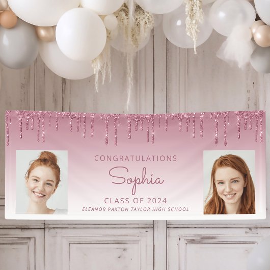 Banderoles Classe de 2024 Bourgogne Parties scintillant 2-Pho