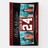 Banderoles Classe de 2024 Burgundy Dark Red Graduation Photo (Verticale)