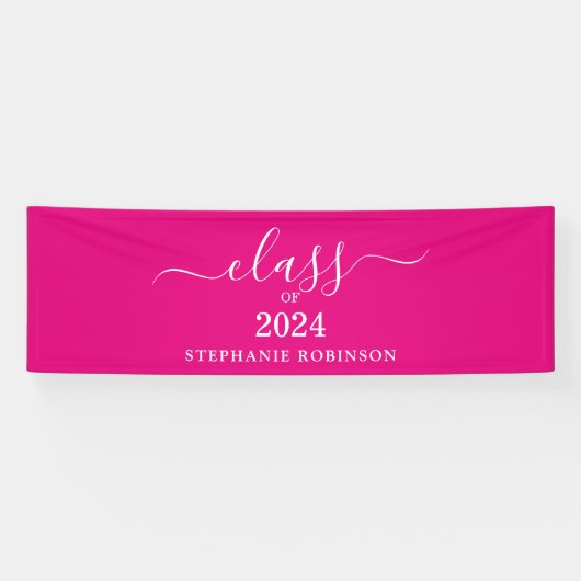 Banderoles Classe de 2024 Pink Simple Graduation (Horizontal)