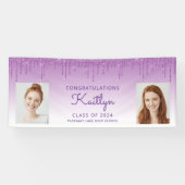 Banderoles Classe de 2024 Purple Parties scintillant 2-Photo (Horizontal)