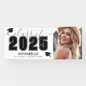 Banderoles Classe De 2025 Black White Photo Graduation Party (Horizontal)