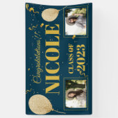 Banderoles Classe De Ballons Bleus Or 2023 - Graduation Photo (Vertical)