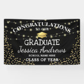 Banderoles Classe de Black & Gold Stylish de 2025 Graduation (Horizontal)