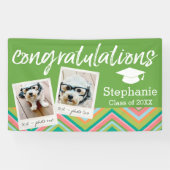 Banderoles Classe de diplôme Nom de l'année - 2 Photo Collage (Horizontal)