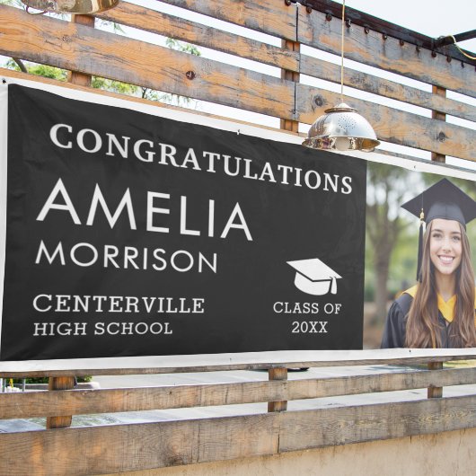 Banderoles Classe De Diplômés Photo Black White