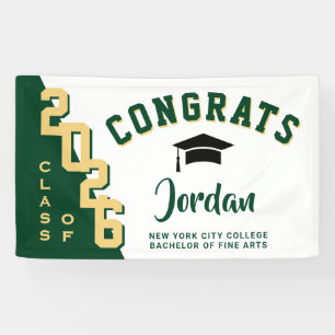 Banderoles Classe de Graduation Blanc Vert Moderne du Parti 2
