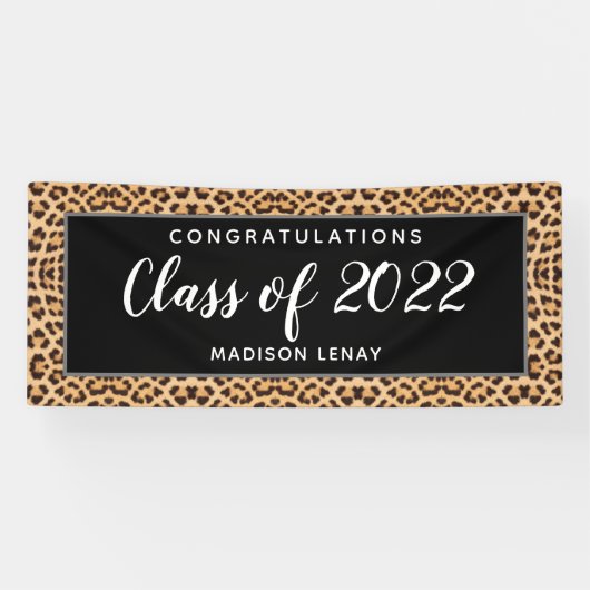 Banderoles Classe de graduation de 2022 Leopard Personnalisé (Horizontal)
