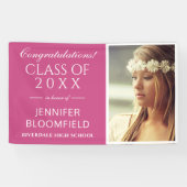 Banderoles Classe de graduation Pink White Photo Moderne DE 2 (Horizontal)