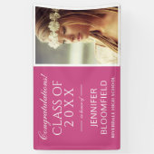 Banderoles Classe de graduation Pink White Photo Moderne DE 2 (Vertical)